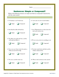 Worksheets Quiz On Types Of Sentences Simple Compound Complex Compound-complex simple compound and complex sentence quiz proprofs quiz